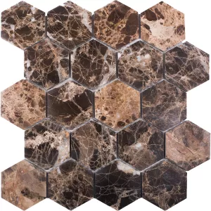 Мозаика Starmosaic Wild Stone натуральный мрамор Hexagon dark emperador polished 28,2х26 см